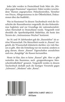 Text zu Rassismus und Rassentheorien, diskutiert ihre Geschichte und Auswirkungen. ISBN: 978-3-6957-4913-3, Preis: 10 Euro.