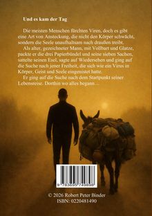 Ein Mann mit Vollbart sucht Freiheit und Ursprung seiner Reise, gepackt mit Papierbündeln, begleitet von einem Esel.
