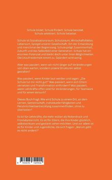 Texte: Schule bildet. Schule fördert. Schule benotet. Schule selektiert. Schule belastet.

Oranger Hintergrund.