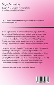 Text über Entspannungsmatrix auf rosa Hintergrund. Betont innere Ruhe für bewusste Entscheidungen. Inspirierende Impulse.