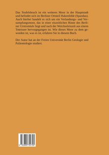 Text beschreibt das Moor "Teufelsbruch" in Berlin. Er erklärt dessen Ursprung und den akademischen Hintergrund des Autors. Hintergrund ist orange. Unten links ist ein Barcode.