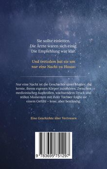 Text über Vertrauen in Elternschaft. Dunkler, sternenähnlicher Hintergrund. Darunter ein Barcode.