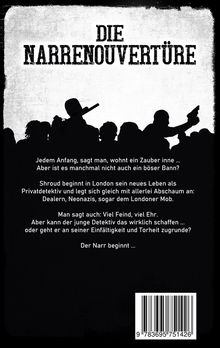 Text: "DIE NARRENOUVERTÜRE". Silhouetten von Menschen, einer hält eine Pistole. Unten ein Barcode.