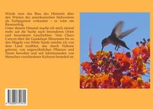 Ein Text beschreibt die Schönheit und Geschichte des amerikanischen Südwestens. Daneben ein Kolibri an bunten Blumen.