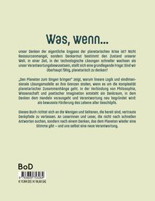 Text: "Was, wenn..." gefolgt von einer philosophischen Überlegung über Denken und planetarische Krisen. Unterer Bereich: BoD Logo.