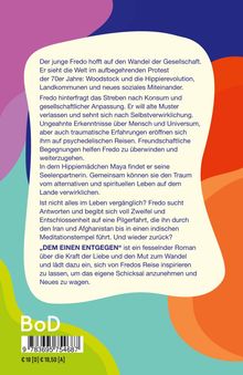 Der Text beschreibt Fredos Suche nach Wandel und Selbstverwirklichung. Farbenfrohes Layout mit BoD-Logo unten.