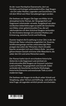 Text über "Die Seehexe von Skagen", ein Roman der Mythologie und Geschichte von Skagen in Dänemark verbindet. Enthält ein Barcode.