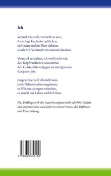 Titel: "Ich". Gedicht über Freiheit und Individualität. Barriere unten, blau/weißer Hintergrund.