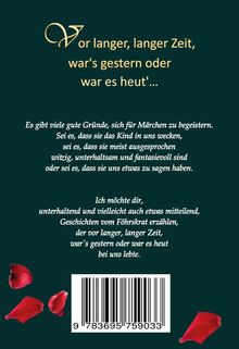 „Vor langer, langer Zeit, war's gestern oder war es heut'...“ Text in eleganter Schrift auf grünem Hintergrund.