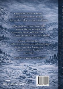 Text über ein dramatisches Rettungsabenteuer. Hintergrund zeigt eine verschneite Gebirgslandschaft.