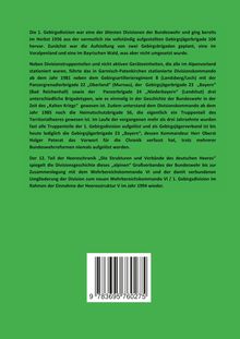 Text über die Geschichte der 1. Gebirgsdivision der Bundeswehr. Grüner Hintergrund. Schwarzer Barcode unten.