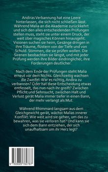 Ein Text über Malias Prüfungen und innere Konflikte in einer magischen Akademie auf türkisfarbenem Hintergrund.