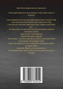 Ein Text beschreibt eine epische Reise und Herausforderungen. Darunter ein Barcode: 9783695761012. Grauer Hintergrund.