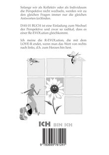 Oben Text über Perspektivenwechsel, Einladung zur Re-Evolution. Unten Grafik mit Blume und Schmetterling, darunter "ICH BIN ICH".