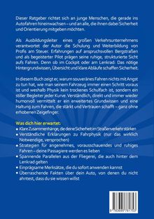 Ein Ratgeber über sicheres, souveränes Fahren. Verspricht klare Erklärungen, Strategien und überraschende Fakten. Blaues Layout.