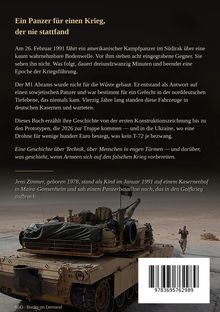 Ein Panzer im Wüstensand, ein Soldat läuft dahinter. Text beschreibt die Geschichte eines Kampfpanzers und seiner Entwicklung.