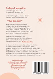 Text über Selbstreflexion und Veränderungen im Leben, erwähnt "Midlife-Crisis" und "Wahrheitsjahre", Kompassrose als Illustration.