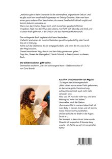 Texte: Zitate und Berichte über Geburtserfahrungen. Weiteres Buch von Cora Brandt angekündigt. Bild: Mann mit Baby in den Armen.