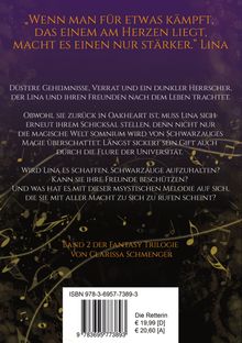 Fantasy-Trilogie Band 2 von Clarissa Schmenger. Mystisches Design mit Noten, violettem Hintergrund. ISBN und Preise unten.