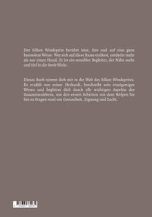 Text beschreibt den Silken Windsprite als sensiblen Begleiter und stellt ein Buch über die Rasse und ihre Besonderheiten vor.