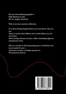 We were born without prejudice—Only humans we saw. Barcode unten. Dunkler Hintergrund mit roten Wellenlinien.