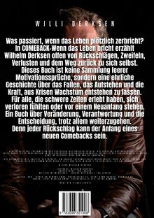 Titel: Willi Derksen. Text über Lebenskrisen, Rückschläge und Comebacks. Ein Mann in brauner Lederjacke im Hintergrund.