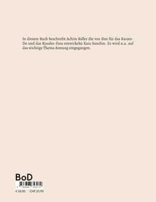 Text beschreibt ein Buch über die Kata Sanchin im Karate-Do und Kyusho-Jitsu, mit Fokus auf Atmung. Unten ist ein Barcode.