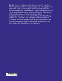 Ein langer Text über das Scheitern von Nachtragsforderungen. Unten rechts ein Barcode. Hintergrund ist dunkelblau.