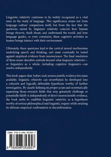 Ein Text beschreibt die Bedeutung der sprachlichen Relativität und ihre Verbindung zur Neurowissenschaft. Unten ist ein Barcode.