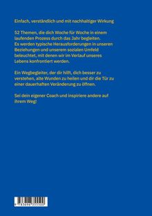 Blauer Hintergrund mit gelbem Text: Anleitung für wöchentliches Wachstum. ISBN unten links.