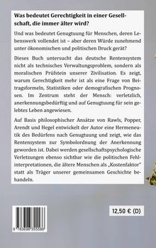 Buchbeschreibung über Gerechtigkeit im Rentensystem. Preis: 12,50 € (D). ISBN mit Barcode: 978-3-696-35558-6.