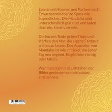 Spiel mit Formen und Farben; Mandalas gestalten, kreativ sein. Tipps ermutigen Fantasie. Kein richtig/falsch. Entspannung.