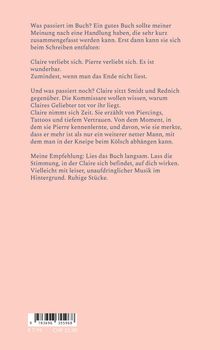 Ein Text beschreibt eine Buchhandlung, Claire und Pierre verlieben sich. Eine Empfehlung gibt Ratschläge zur Lektüre. Preisangaben: € 7,99 und CHF 11,90. Hintergrund in Rosa.