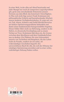 Text beschreibt den Verlust des Unverfügbaren, Grenzen des Machbaren, und Plädoyer für Gelassenheit. BoD-Logo unten.