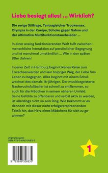 Grüner Hintergrund mit pinkem Titel: "Liebe besiegt alles! ... Wirklich?" Plus ein gelber Stern mit einer "1".