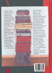Texte beschreiben Candace Carters Tagebücher und Biografie. Stapel von Büchern, jeweils mit handgeschriebenen Daten.