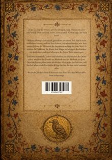 Ein kunstvoller Buchrücken mit floralem Rahmen, goldene Krähe in Medaillon, Text über Wissen und Herz. ISBN: 9783696357917.