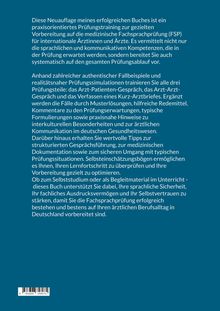 Ein Buch über gezieltes Prüfungstraining für die medizinische Fachsprachprüfung, mit Fallbeispielen und Tipps.