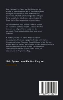 Texte zur Reflexion über Wissensverlust, Technik und Prozessgestaltung; unten ein gelber Unterstreichungsstrich.