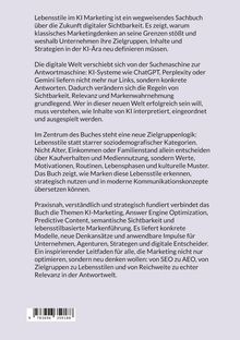 Texte beschreiben ein Buch über KI-Marketing, Zielgruppenlogik und strategische Ansätze in der digitalen Sichtbarkeit.