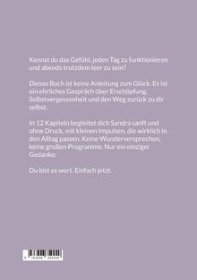 Text: Anleitung zum Glück, Erschöpfung, Selbstvergessenheit, 12 Kapitel, Du bist es wert. Hintergrund: Hellviolett. Unten: Barcode.