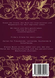 Ein goldenes, verziertes Design mit Engeln, begleitet von motivierenden deutschen Texten und einem Barcode unten.