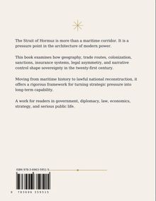 Texte: Beschreibt die strategische Bedeutung der Straße von Hormus und die Themen des Buches. ISBN 978-3-6963-5951-5. Goldener Stern.