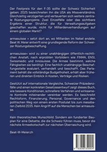 Ein Textblock beschreibt die Herausforderungen der schweizerischen Rüstungsbeschaffung und schlägt Reformen vor.