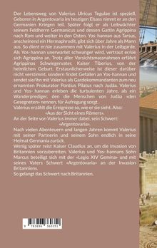 Ein Text beschreibt das Leben von Valerius Ulricus Tegulae, einem Leibwächter in der römischen Geschichte. Rechts ist ein Stadtbild.