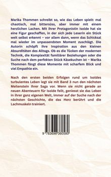 Text beschreibt Marika Thommens inspirierende, humorvolle Geschichten mit der Protagonistin Isolde. Unten: Barcode.
