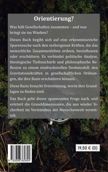 Text über Gesellschaften und Orientierung. Hintergrund mit Kompass auf moosbedecktem Boden. Preisangabe: 19,50 € (D).