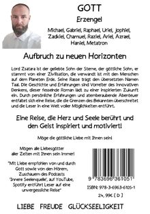 Ein stilisierter Text über göttliche und spirituelle Themen, mit einem Foto eines Mannes mit Bart. ISBN ist 978-3-6963-6105-1.
