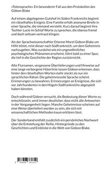 "Totensprache" Ein Fall aus den Protokollen des Gideon Blake. Ein mysteriöses Ereignis im Süden Frankreichs wird untersucht.