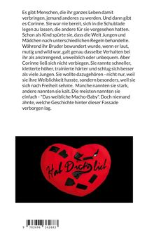 Text über Corinne, die nicht den Erwartungen entspricht. Darunter ein rotes Stoffherz mit "Hab Dich Lieb."